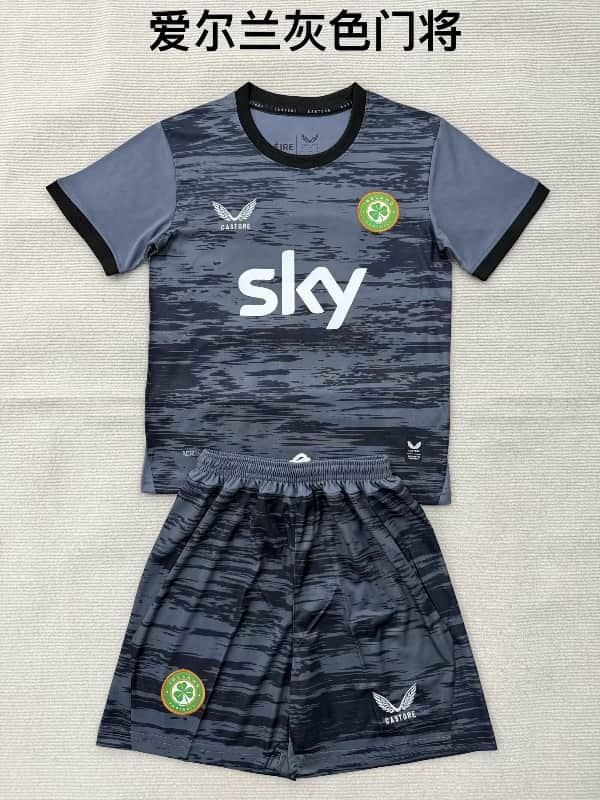 2026 Ireland Goalkeeper Grey Kids Soccer Jersey And Shorts