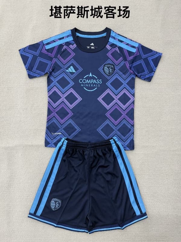 2026 Kansas City Away Kids Soccer Jersey And Shorts