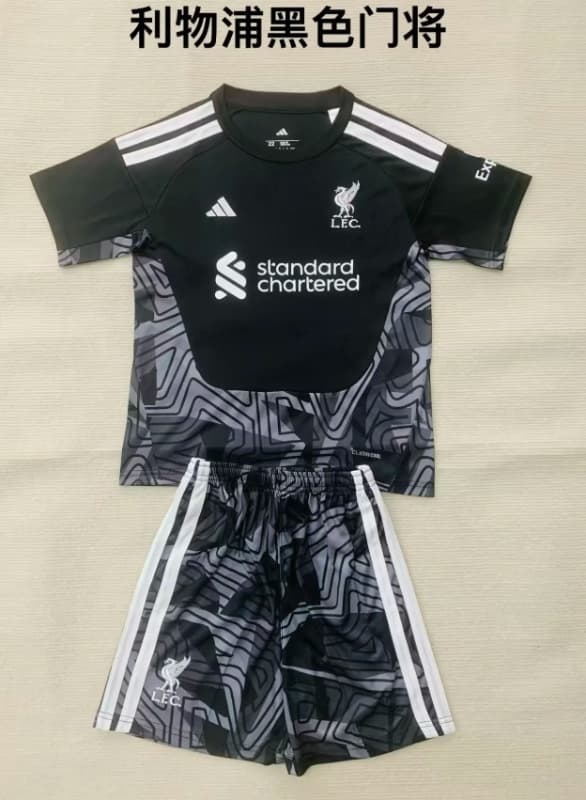 26/27 Liverpool Goalkeeper Black Kids Soccer Jersey And Shorts