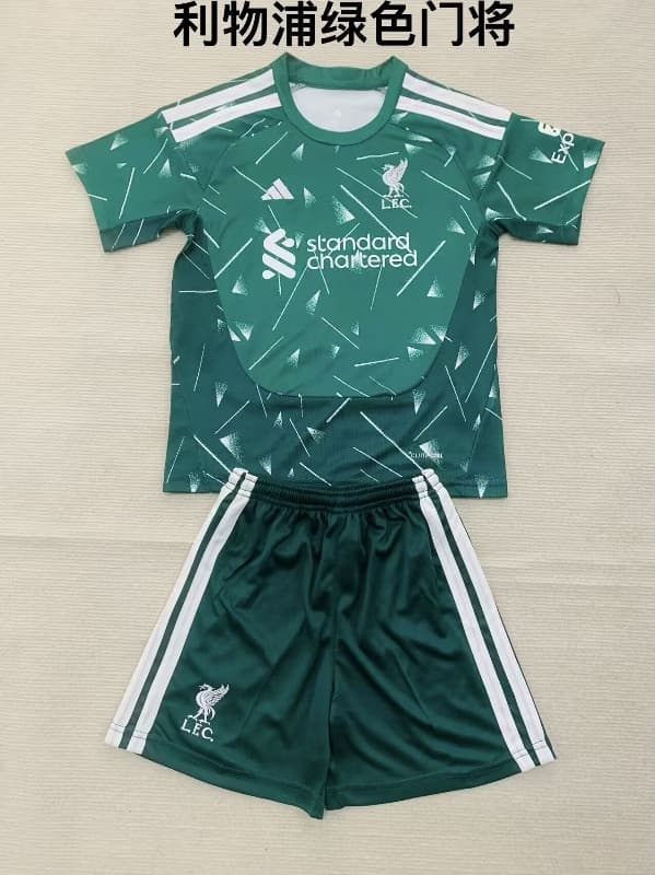 26/27 Liverpool Goalkeeper Green Kids Soccer Jersey And Shorts