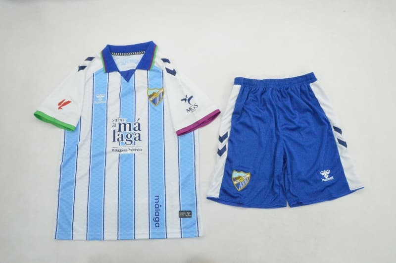 26/27 Malaga Home Kids Soccer Jersey And Shorts