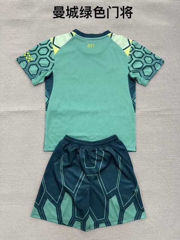 26/27 Manchester City Goalkeeper Green Kids Soccer Jersey And Shorts