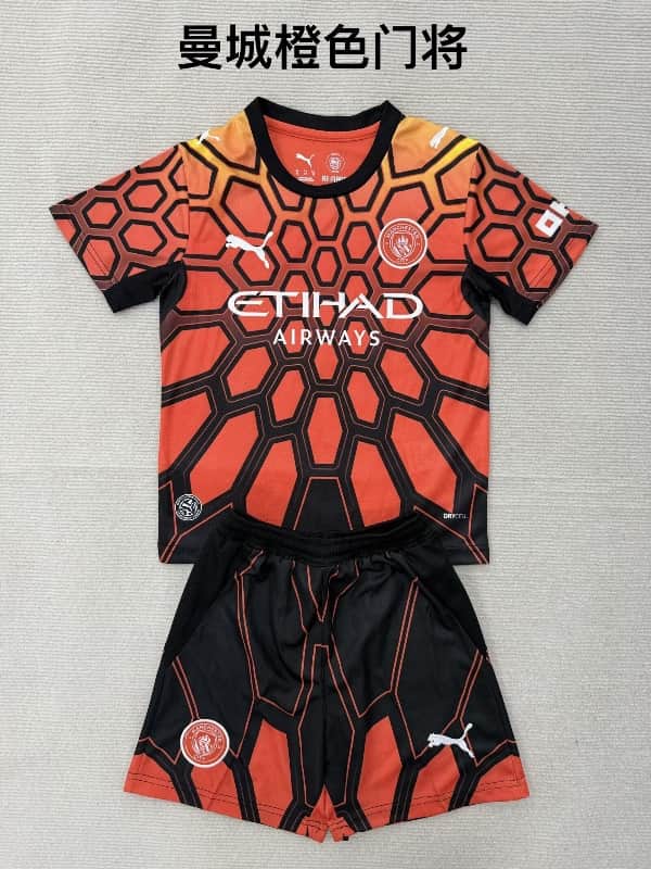 26/27 Manchester City Goalkeeper Orange Kids Soccer Jersey And Shorts 26/27 Manchester City Goalkeeper Orange Kids Soccer Jersey And Shorts