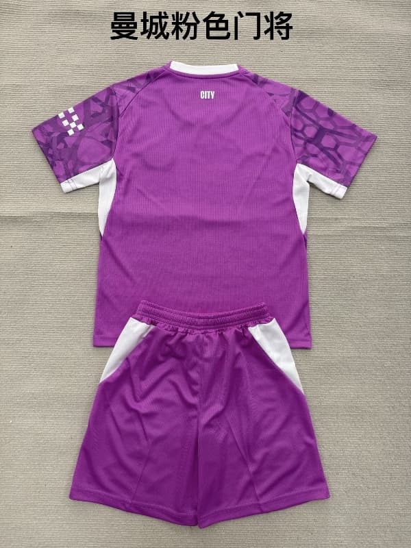 26/27 Manchester City Goalkeeper Purple Kids Soccer Jersey And Shorts
