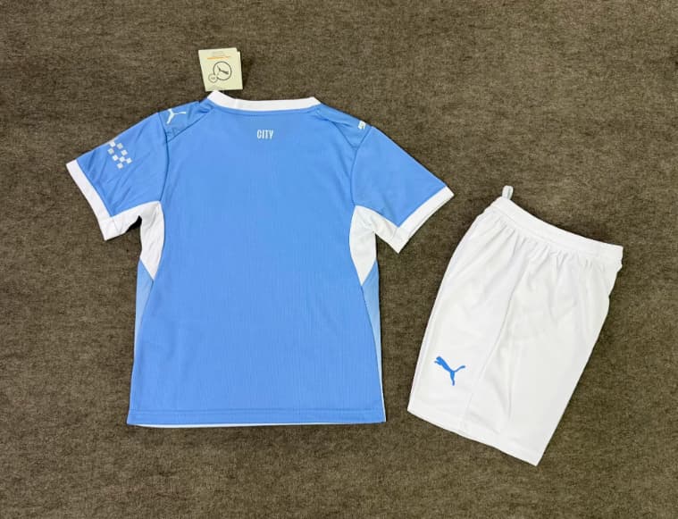 26/27 Manchester City Home Kids Soccer Jersey And Shorts (Leaked)