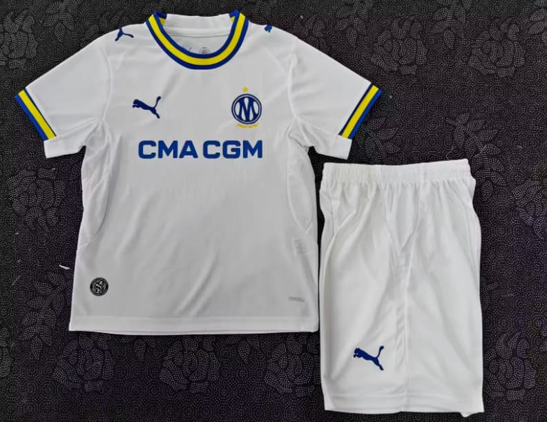 26/27 Marseilles Home Kids Soccer Jersey And Shorts 26/27 Marseilles Home Kids Soccer Jersey And Shorts