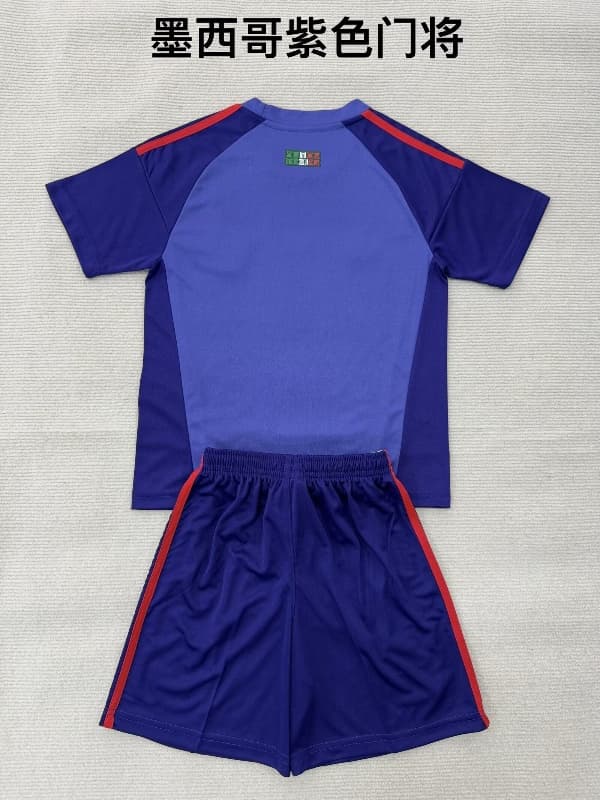 2026 Mexico Goalkeeper Purple Kids Soccer Jersey And Shorts