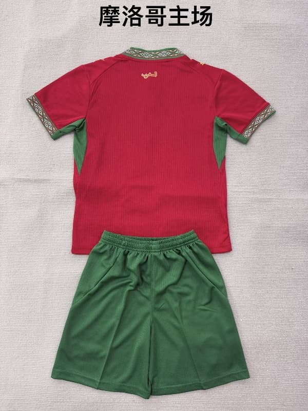 2026 Morocco World Cup Home Kids Soccer Jersey And Shorts