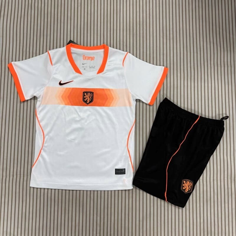 2026 Netherlands World Cup Away Kids Soccer Jersey And Shorts