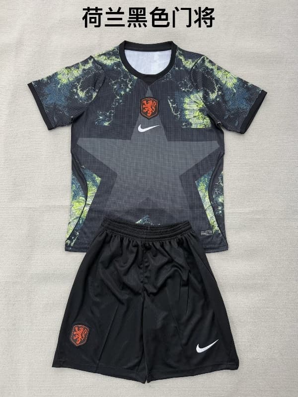 2026 Netherlands Goalkeeper Black Kids Soccer Jersey And Shorts 2026 Netherlands Goalkeeper Black Kids Soccer Jersey And Shorts