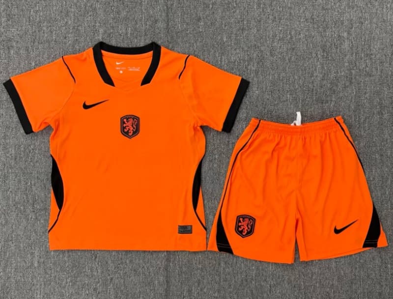 2026 Netherlands World Cup Home Kids Soccer Jersey And Shorts