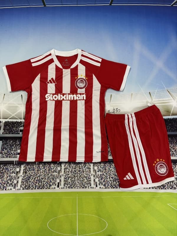 26/27 Olympiacos Home Kids Soccer Jersey And Shorts