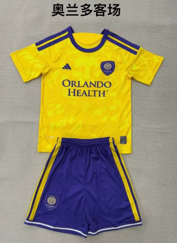 2026 Orlando City Away Kids Soccer Jersey And Shorts