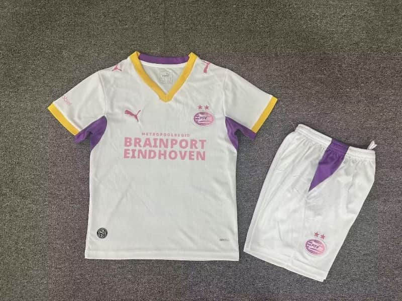 26/27 PSV Eindhoven Away Kids Soccer Jersey And Shorts