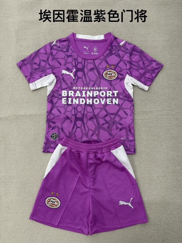 26/27 PSV Eindhoven Goalkeeper Purple Kids Soccer Jersey And Shorts