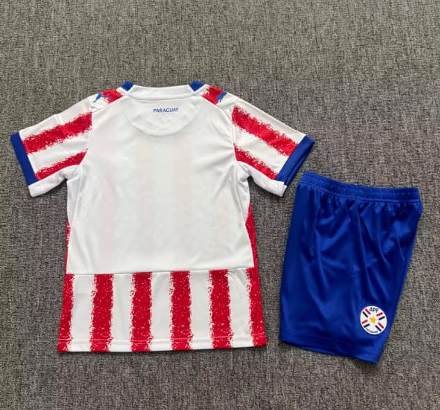 2026 Paraguay Home Kids Soccer Jersey And Shorts