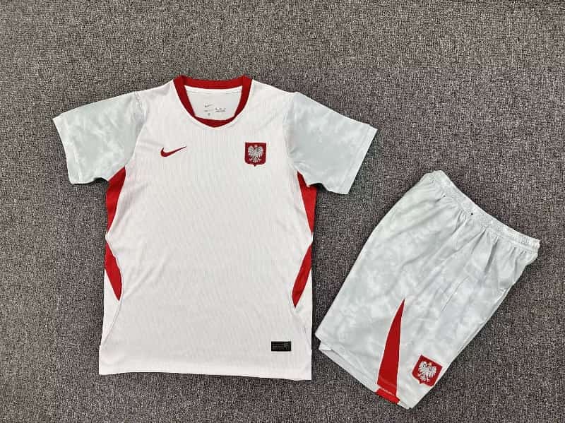 2026 Poland Home Kids Soccer Jersey And Shorts