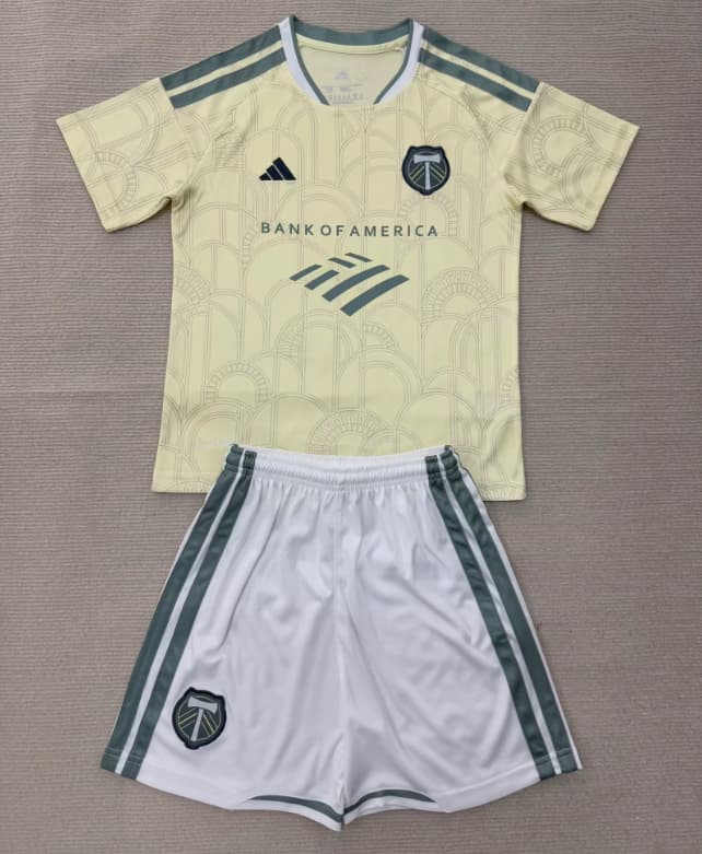 2026 Portland Timbers Away Kids Soccer Jersey And Shorts