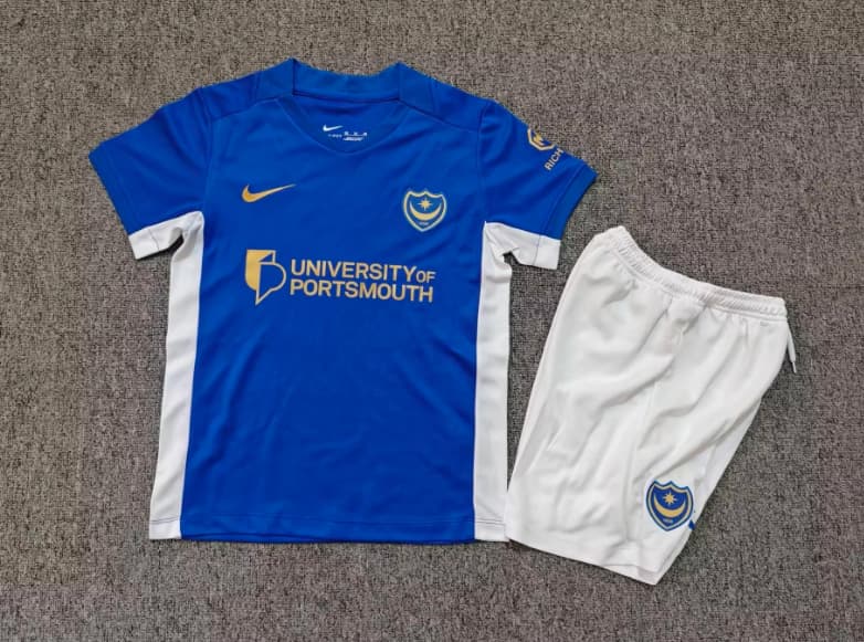 26/27 Portsmouth Home Kids Soccer Jersey And Shorts