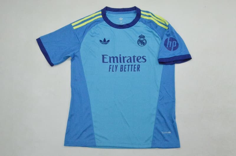 26/27 Real Madrid Goalkeeper Blue Kids Soccer Jersey And Shorts