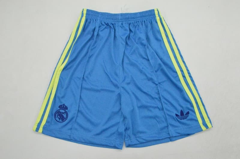 26/27 Real Madrid Goalkeeper Blue Kids Soccer Jersey And Shorts