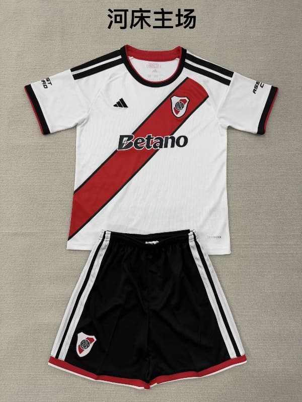 2026 River Plate Home Kids Soccer Jersey And Shorts