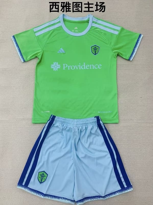 2026 Seattle Sounders Home Kids Soccer Jersey And Shorts