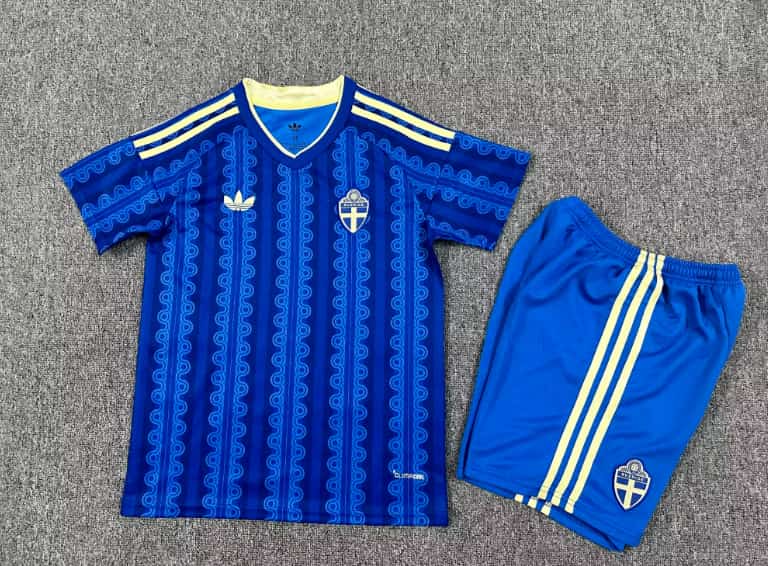 2026 Sweden Away Kids Soccer Jersey And Shorts