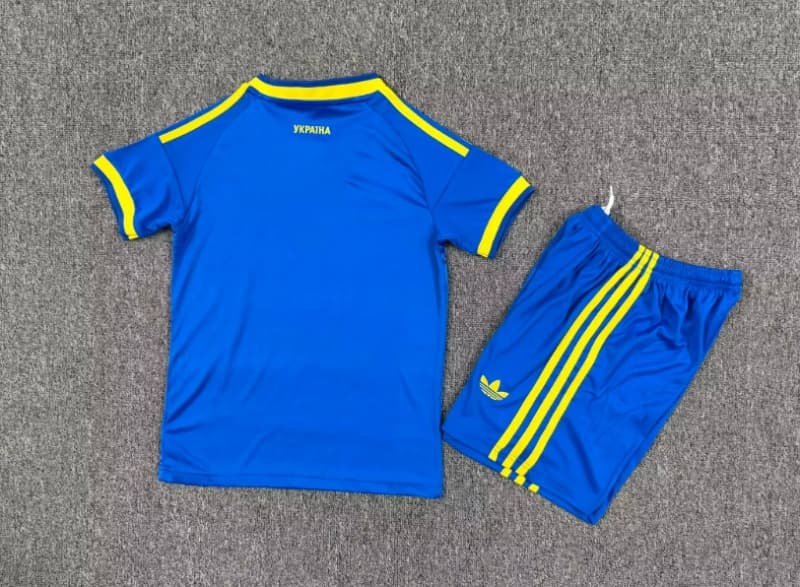 2026 Ukraine Away Kids Soccer Jersey And Shorts