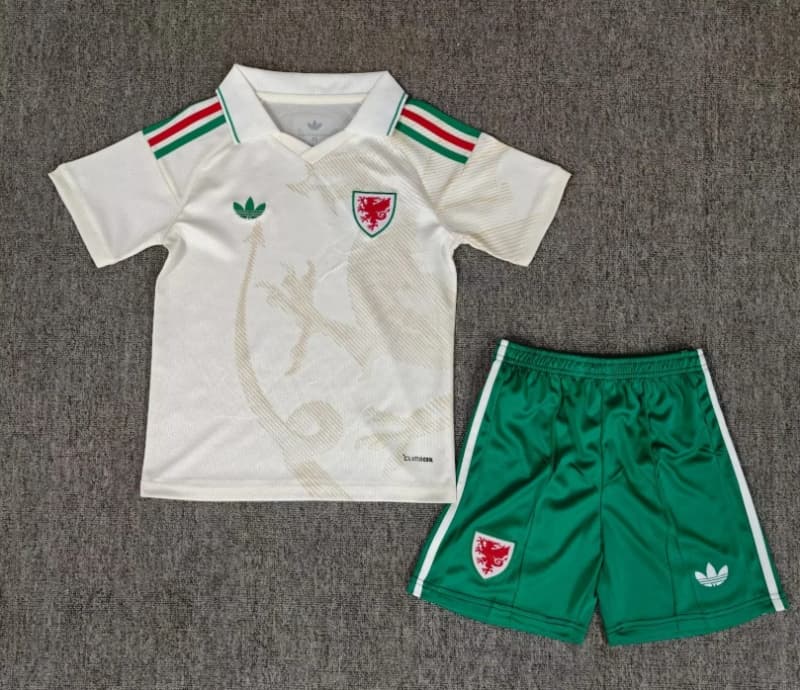 2026 Wales Away Kids Soccer Jersey And Shorts