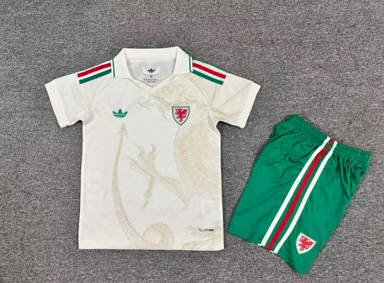 2026 Wales Away Kids Soccer Jersey And Shorts