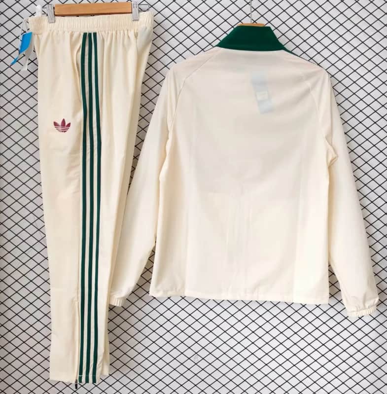 Thailand Quality(AAA) 2026 Algeria Light Yellow Soccer Windbreaker Tracksuit