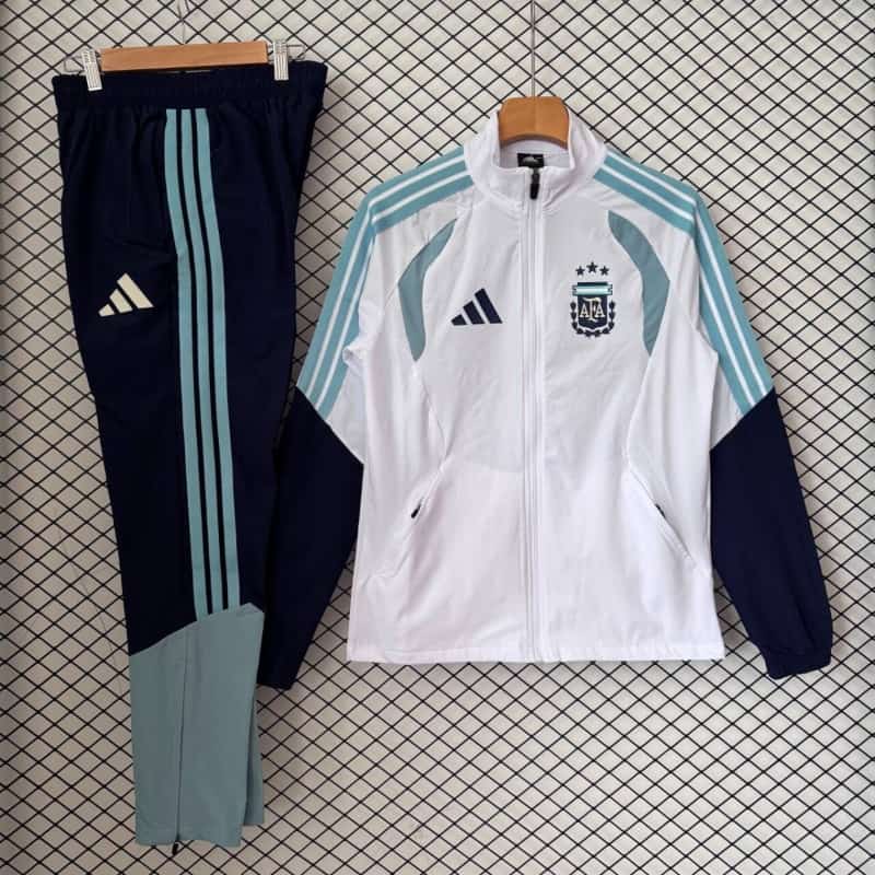 Thailand Quality(AAA) 2026 Argentina White Soccer Tracksuit 04
