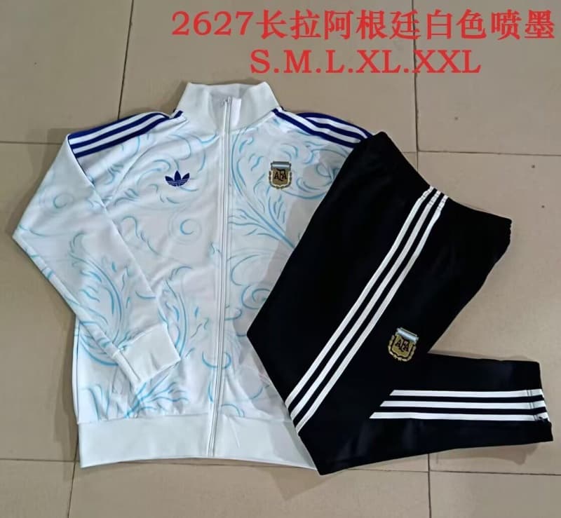 Thailand Quality(AAA) 2026 Argentina White Soccer Tracksuit 06