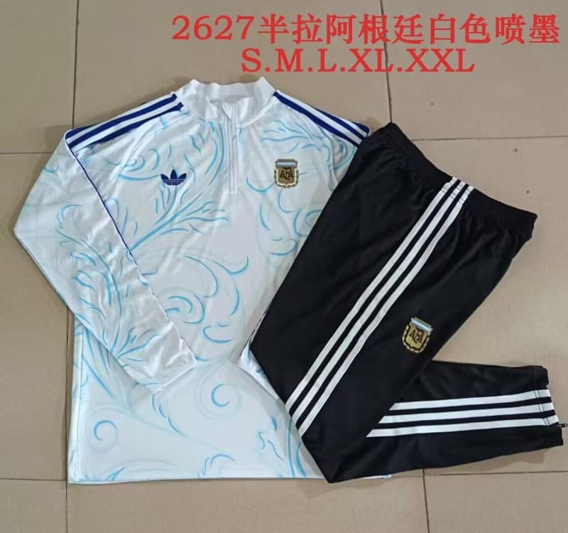 Thailand Quality(AAA) 2026 Argentina White Soccer Tracksuit 07
