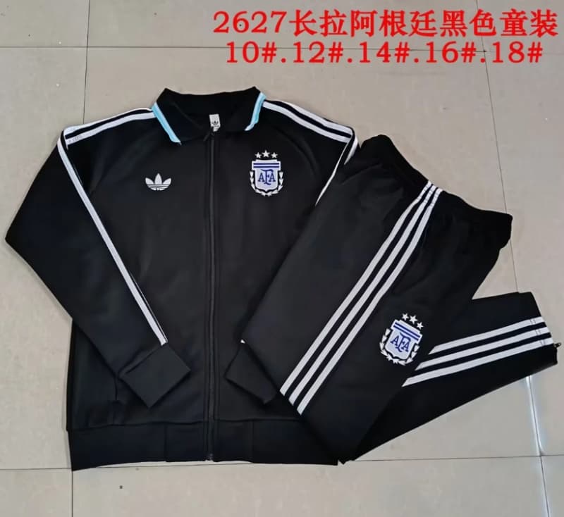 Kids - Thailand Quality(AAA) 2026 Argentina Black Soccer Tracksuit
