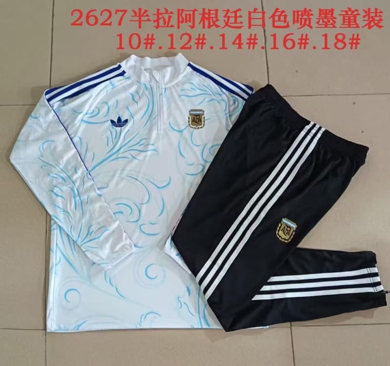 Kids - Thailand Quality(AAA) 2026 Argentina White Soccer Tracksuit 02 Kids - Thailand Quality(AAA) 2026 Argentina White Soccer Tracksuit 02
