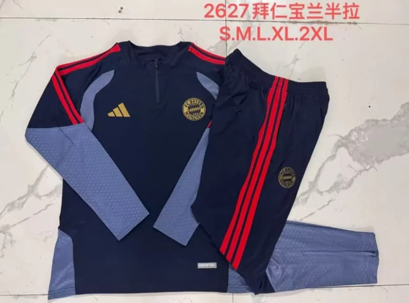 Thailand Quality(AAA) 26/27 Bayern Munich Dark Blue Soccer Tracksuit