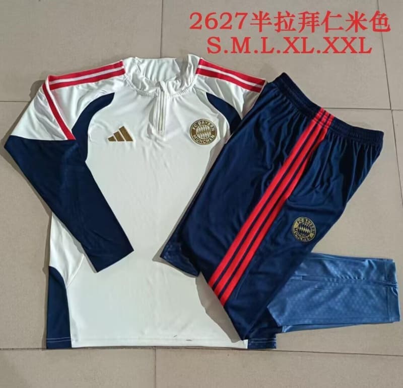 Thailand Quality(AAA) 26/27 Bayern Munich Light Yellow Soccer Tracksuit