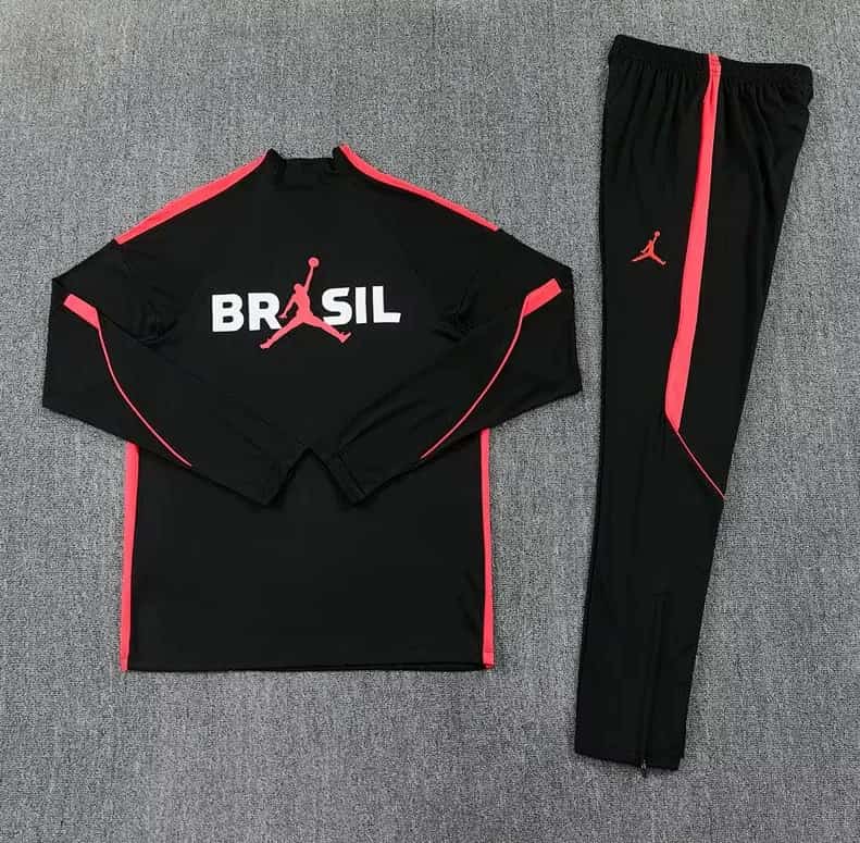 Thailand Quality(AAA) 2026 Brazil Black Soccer Tracksuit