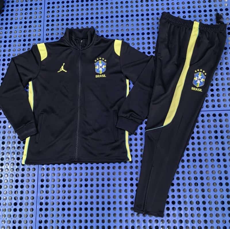 Thailand Quality(AAA) 2026 Brazil Black Soccer Tracksuit 03