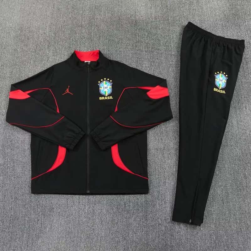Thailand Quality(AAA) 2026 Brazil Black Soccer Tracksuit 04 Thailand Quality(AAA) 2026 Brazil Black Soccer Tracksuit 04
