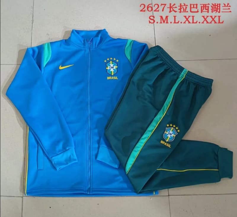 Thailand Quality(AAA) 2026 Brazil Blue Soccer Tracksuit 02