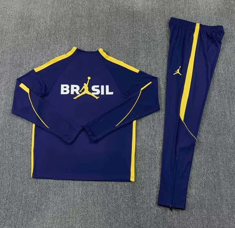 Thailand Quality(AAA) 2026 Brazil Dark Blue Soccer Tracksuit