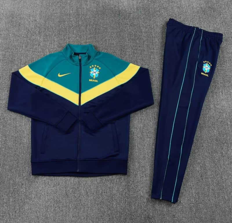 Thailand Quality(AAA) 2026 Brazil Dark Blue Soccer Tracksuit 02 Thailand Quality(AAA) 2026 Brazil Dark Blue Soccer Tracksuit 02
