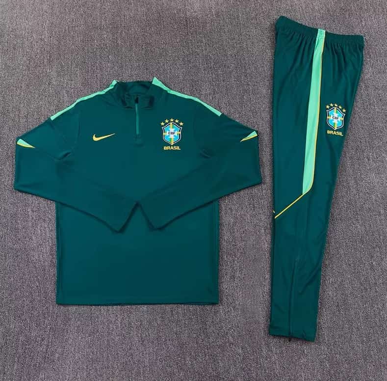 Thailand Quality(AAA) 2026 Brazil Green Soccer Tracksuit