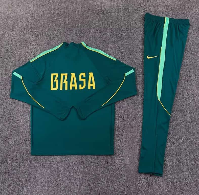 Thailand Quality(AAA) 2026 Brazil Green Soccer Tracksuit