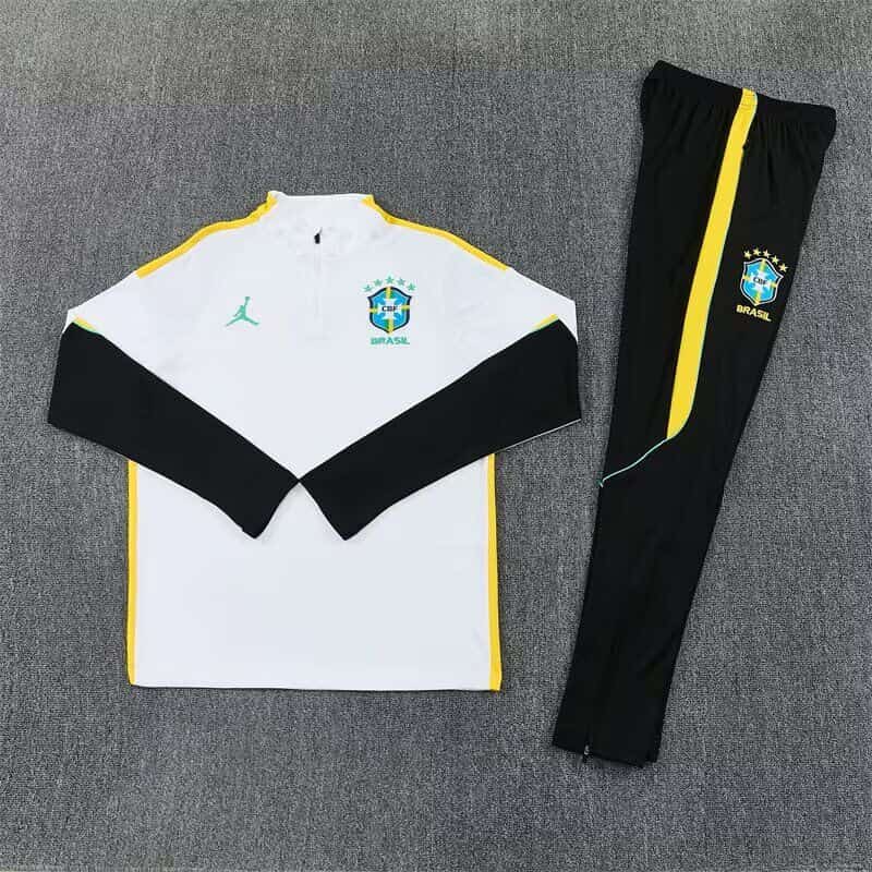 Thailand Quality(AAA) 2026 Brazil White Soccer Tracksuit