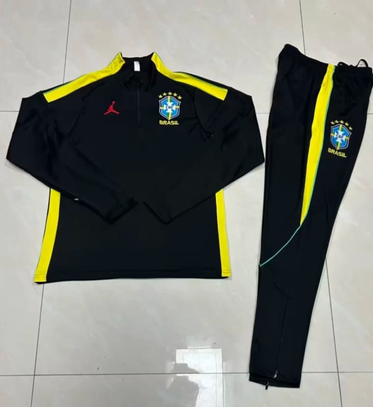 Kids - Thailand Quality(AAA) 2026 Brazil Black Soccer Tracksuit
