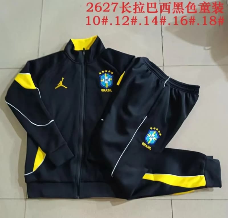 Kids - Thailand Quality(AAA) 2026 Brazil Black Soccer Tracksuit 02 Kids - Thailand Quality(AAA) 2026 Brazil Black Soccer Tracksuit 02